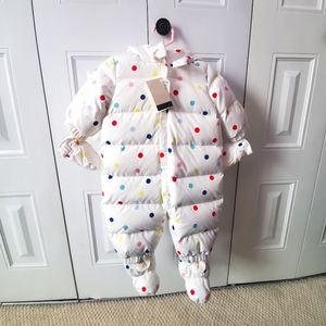 Baby GAP Down Snowsuit Hooded Mitten Booties Zipper 0-6 Months Polka Dots